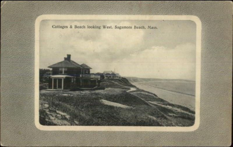 Sagamore Beach Cape Cod MA Cottages & Beach c1910 Postcard