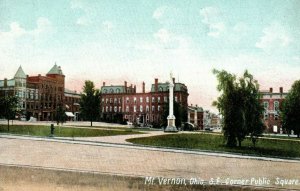 C.1900-10 S.E. Corner Public Square Mt. Vernon, Ohio Postcard P33 