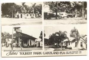 Lakeland FL Multi-View Gas Station Street Vue RV Park Cottages RPPC Real Photo