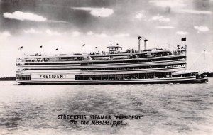 RPPC The Steamer, President, St Louis, MO, Grogan Publ,Old Post Card