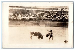 c1900's Candid Bullfighting Bull Matador Reynosa Mexico RPPC Photo Postcard