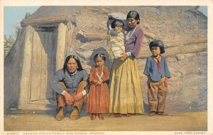 Navaho Indian Family Hogan Arizona Native American Navajo Fred Harvey Postcard