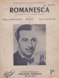 Romanesca Sonny Miller 1940s Sheet Music