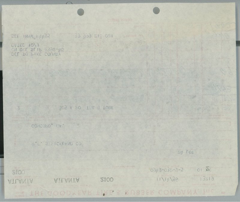 1956 Goodyear Tire & Rubber Company, Inc Piedmont Rd Atlanta GA Invoice 416 