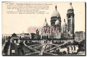 Postcard Old funicular Paris and the Sacre Coeur Basilica in Montmartre