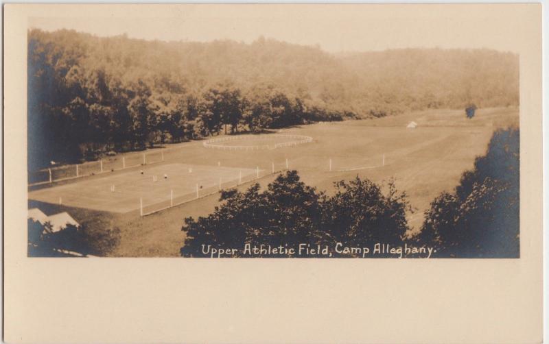 West Virginia WV RPPC Postcard CAMP ALLEGHENY Greenbrier County ATHLETIC FIELD