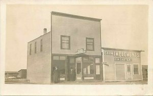 NE, Hastings, Nebraska, Kriger Hotel & Cafe, G.W. Carter Farm Implements, RPPC