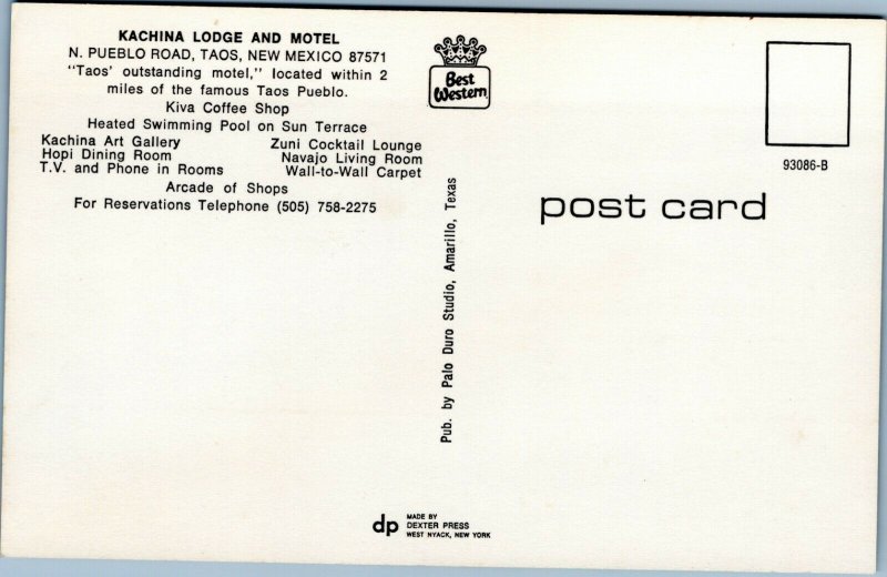 postcard  Kachina Lodge and Motel  Taos New Mexico