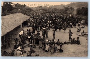 Belgian Congo Postcard Aspect of a Native Market c1920's Antique Unposted
