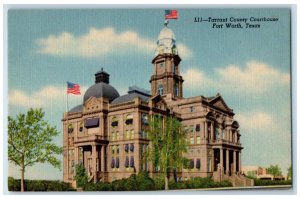 Forth Worth Texas TX Postcard Tarrant County Courthouse Exterior Scene c1940's