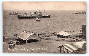 ADEN, Yemen ~ Street  Scene ~ Ship at LANDING PIER Steamer Point c1910s Postcard