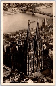 Kolner Dom Fliegeraufnahme Von Cologne Germany Real Photo RPPC Postcard