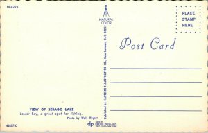 Sebago Lake Maine ME Boats Postcard Scalloped Edges 