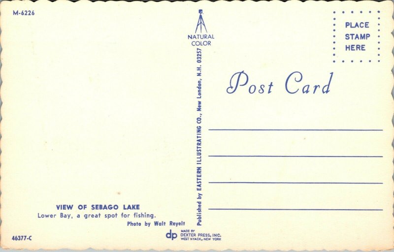 Sebago Lake Maine ME Boats Postcard Scalloped Edges 