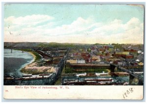 c1910 Birds Eye View Town Bridge Exterior Parkersburg West Virginia WV Postcard