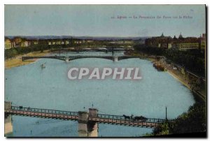 Old Postcard Lyon Perspective Bridges over the Rhone