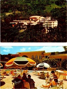 2~Postcards Petion-Ville, Port-au-Prince, Haiti   HOTEL IBO LELE & PATIO SCENE