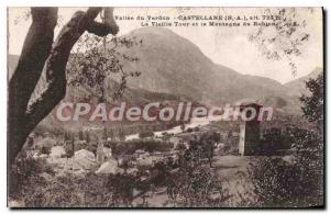 Old Postcard Valle Verdon Castellane B of A La Vieille Tour and Mountain Robion