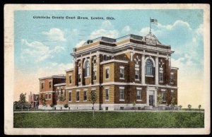 Oklahoma LAWTON Comanche County Court House pm1920 White Border