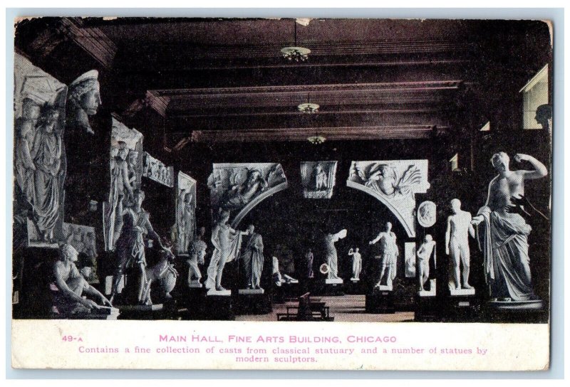 1908 Statues at Main Fine Arts Building Chicago Illinois IL Postcard