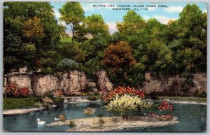 Rockford Illinois 1943 Postcard Bluffs And Lagoon Black Hawk Park