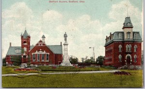 1909 Bedford Square Bedford Ohio OH Landscaped Grounds Building Posted Postcard