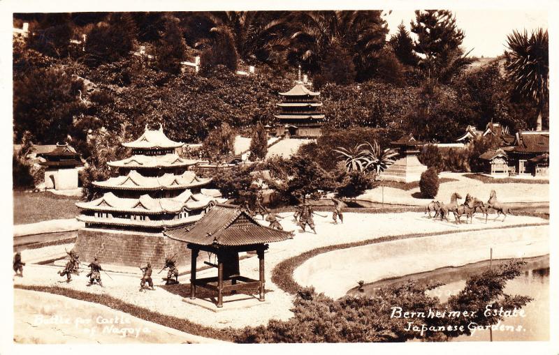 RPPC Photo Postcard,Castle Nagoya Bernheimer Japanese Gardens California A22