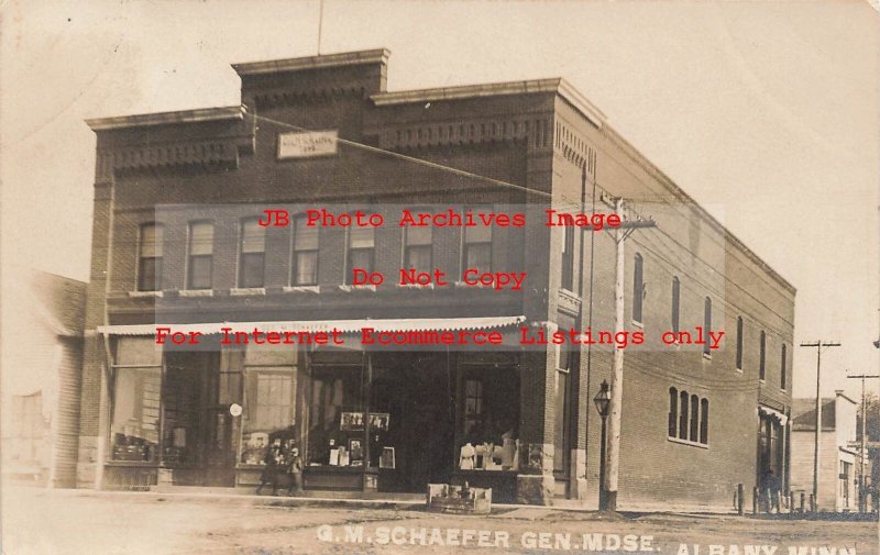 MN, Albany, Minnesota, RPPC, GM Schaefer General Store, 1910 PM, Photo