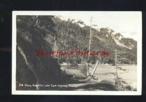 RPPC LAKE EYAK HIGHWAY ALASKA ALONG BEAUTIFUL LAKE REAL PHOTO POSTCARD