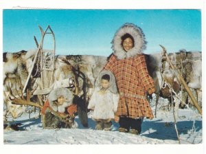 Eskimo Family, Inuit, Canada, 1982 Chrome Postcard