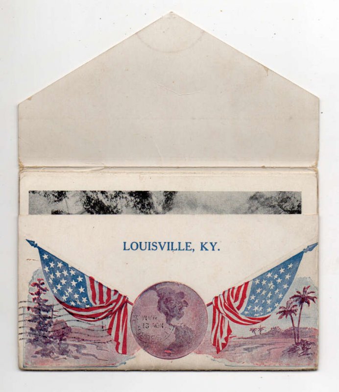Louisville Kentucky 23 Views Patriotic Indian Chief Postcard Folder AA74609