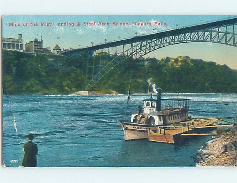 Divided-Back Rare View MAID OF THE MIST BOAT AT DOCK Niagara Falls NY HM7700