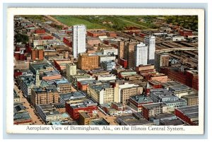 c1920s Illinois Central System, Aeroplane View of Birmingham AL Postcard