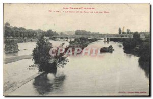 Old Postcard Pau The Gave and south of the Iron Bridge