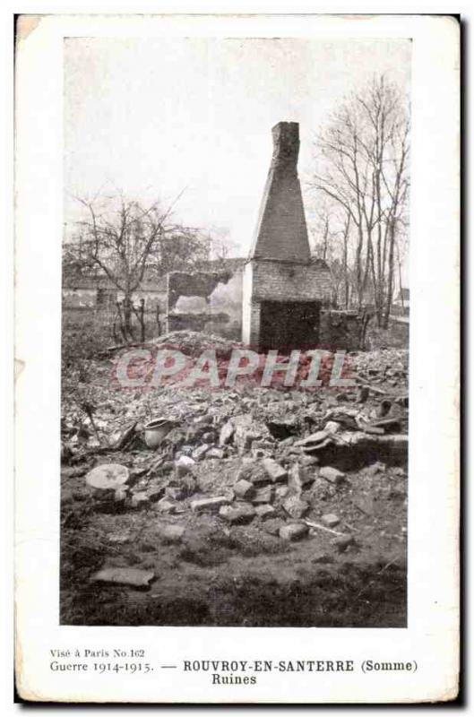 Old Postcard Rouvroy-en-Santerre (Somme) Ruins