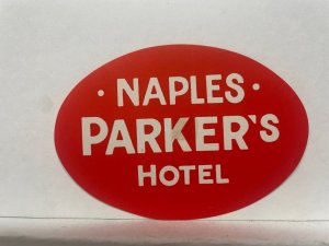 Parker's Hotel Naples Luggage Label Italy Vintage Mid-Century Ephemera