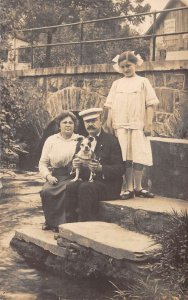 McMichaels Pennsylvania Family with Dog by Arch Bridge Real Photo PC AA82853