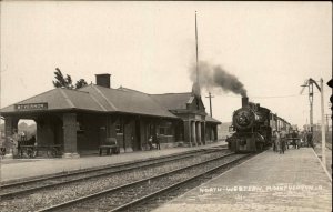 Mt. Mount Vernon Iowa IA NW RR Train Depot Station c1920 Real Photo Postcard