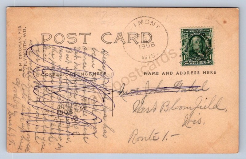 J90/ Fremont Wisconsin RPPC Postcard c1910 Bridge Street Stores  139