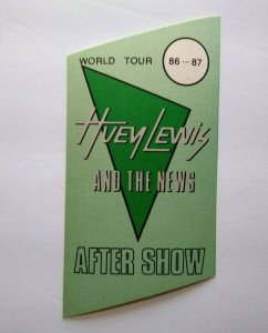 Huey Lewis And The News 1986 Backstage Pass Original Fore Tour Green After Show