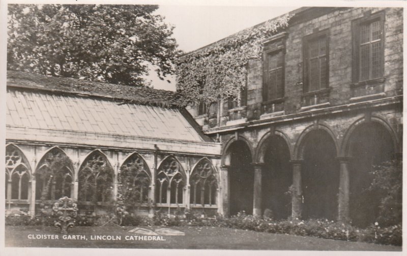 LINCOLN CATHEDRAL, CLOISTER GARTH - Vintage POSTCARD (Photo)