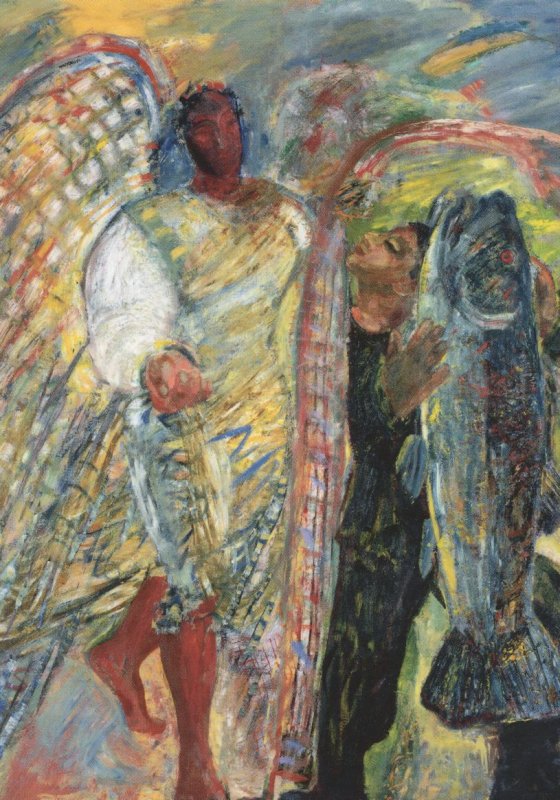 Sonia Lawson Tobias & The Angel 1986 London Gallery Painting Postcard