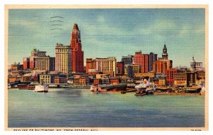 Postcard CITY SKYLINE SCENE Baltimore Maryland MD AS6737