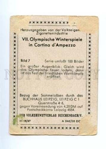 167018 Olympic Winter Games CORTINA d'Ampezzo CIGARETTE card