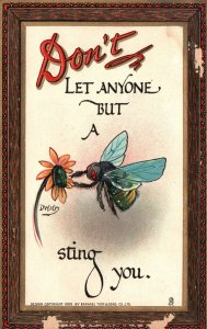 Vintage Postcard 1910's Don't Let Anything But A Bee Sting You Wall Frame