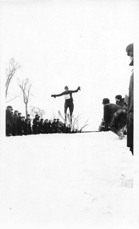 F80/ Fergus Falls Minnesota RPPC Postcard c1920s Ski Ramp Jump