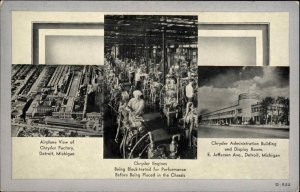 Detroit MI Chrysler Auto Car Factory Multi View c1930s Postcard