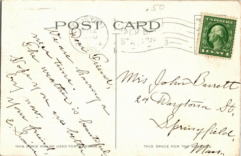 Fenway, Longwood Bridge, Boston MA Vintage Postcard T15