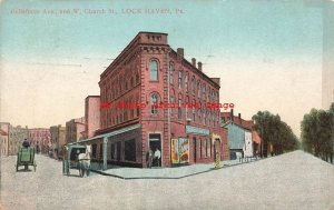 PA, Lock Haven, Pennsylvania, Bellefonte Avenue & West Church Street, 1911 PM