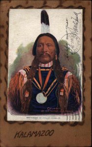 Chief Buckskin Charlie Native Americana HH Tammen On Leather c1910 Postcard